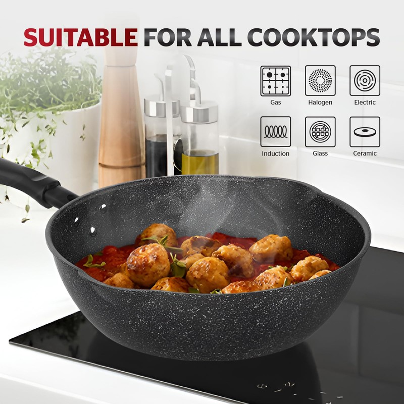 Sunhouse – 12 Inch / 30 cm Non-Stick Deep Frying