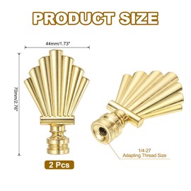 PATIKIL 44mm Lamp Shade Finial, 2pcs Lamp Finials Caps Knob 1/4-27 Inch Threaded Metal Solid Harp Top Decoration for Lamp Shade Table Floor Lamps, Gold Tone