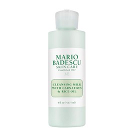 Mario Badescu Leche limpiadora con clavel, aceite de arroz y vitamina E – Limpiador desmaquillante líquido sin enjuague con fórmula lechosa para el cuidado de la piel y una experiencia de limpieza suave, 177 ml