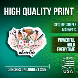 Hair Stylist Magnets - Salon Decor - Hairdresser Tools Magnets - Hairstylist Gifts - Floral Hair Magnets - Hair Stylist Art- 2 Pack - Made in USA - PLDFMAG3325