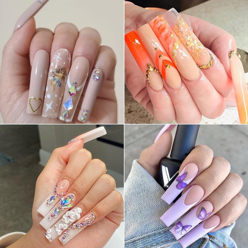 120 puntas de uñas extra largas con caja, transparentes XXL