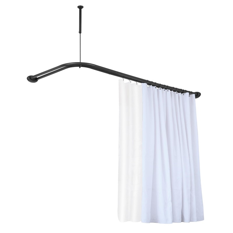 Utopia Alley Rustproof Aluminum Double L Shaped Shower Curtain Rod