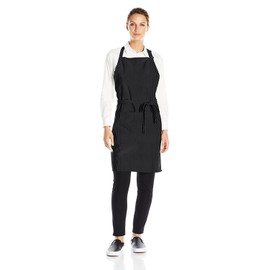 Uncommon Threads Unisex ADJ Butcher Apron 2 Section Pocket, Black/White Pin Stripe, One Size