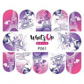 Whats Up Nails P061 I Heart Paris Water Decals Sliders for Nail Art Design