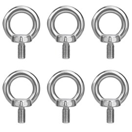QIMEI-SHOP Eye Bolt M8 Eye Bolt 304 Stainless Steel Eye Bolts Ring Bolts Eye Bolts M8 x 15 Eye Bolts for Fixing and Hanging Pack of 6