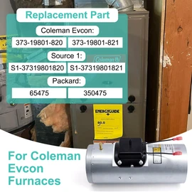Hipoilk 65475 Furnace Draft Inducer Motor Replaces Coleman Evcon 373-19801-820, 373-19801-821, S1-37319801821 Combustion Air Booster Coleman Furnace Parts