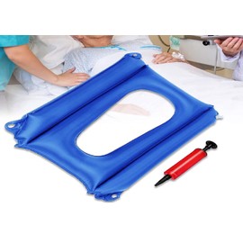 Mebczyk - Cojines inflables para asiento de enfermería transpirable, antiescaras, para personas mayores discapacitadas para aliviar el dolor, uso para silla de inodoro, silla de ruedas, silla de ducha (azul PVC)