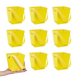 Bulk 24 Pieces Yellow Cardboard Buckets with Ribbon Handles
