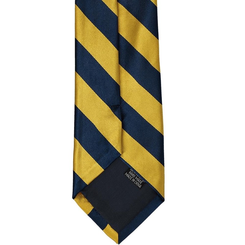tiemart Extra Long Striped Tie (Navy Blue and Gold)