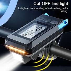 Multifunctional Bike Cycle Speedmeter Wireless Bicycle Speed Meter with Light and Horn USB Rechargeable Waterproof Bike Speedometer Full Screen Backlight Cycle Accessory