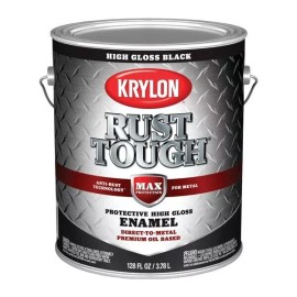 Krylon (1)-Krylon Rust Tough Oil-Based Gloss Rust Control Enamel, Black, 1 Gal.