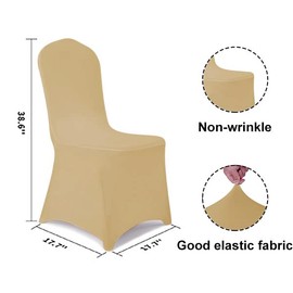 bricia 6 PCS Champagne Stretch Spandex Chair Slipcovers, Dining Room Chair Covers Stretch Chair Slipcovers Protector for Wedding, Banquet, and Party