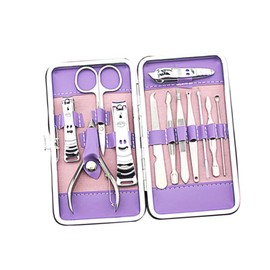 FOMIYES 12pcs Stainless Steel Nail Clipper and Manicure Set Travel Grooming Kit with Storage Case Includes Nail Scissors Cuticle Trimmer File and Tweezers for Home and Travel Use