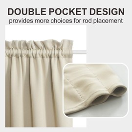 Aquazolax Rod Pocket Sliding Glass Door Curtain Window Treatment - Premium Plain Blackout Curtains Drapery 54" x 72" French Door Panels - 1 Piece, Light Saga Beige