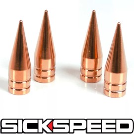 SICKSPEED 2016 4 ROSE GOLD LONG SPIKED VALVE STEM CAPS METAL THREAD KIT/SET RIM/WHEEL/TIRE