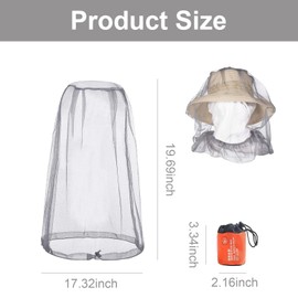 2 Stück Moskitonetz Kopf, Gesicht Insektenschutz Hut, Moskito Kopfnetz, Netzartiges Netz Mückenschutz Hut, mit Tragetasche Fliegennetz, für Camping, Wandern, Angeln, Gartenarbeit Outdoor-Enthusiasten