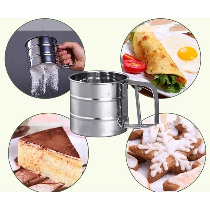 Powder Sugar Sifter for Baking,Stainless Steel Flour Sieve,Handheld Powder Flour