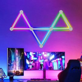 Ofenrd Gaming Lights for Wall, RGB LED Gaming Lights, Smart Wi-Fi Game Lights with Voice Control and Remote, Party Decor Lights for Game Room Party Setup Bedroom 9 Pack Wall Sconce.