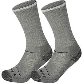 Lorpen T2 Merino Hiker Eco Sock, Great for Hiking, Unisex Design, Eco-Friendly & Sustainable, Medium Thickness, Cushioned Sole, 2-pack, Grey, Size Medium