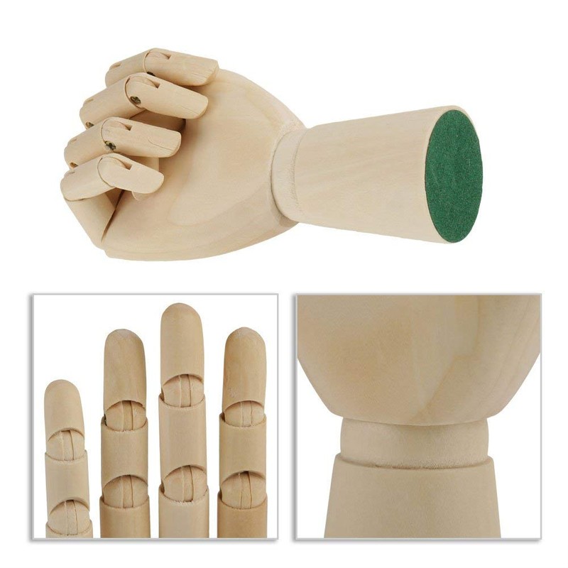 Wooden Hand Model, Mannequin Hand Flexible Movable Fingers Manikin Hand