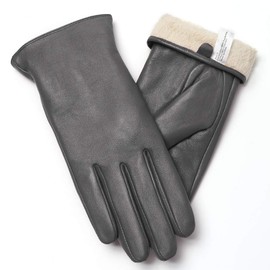 ROSYLINE Leather Gloves Women Touch Screen Gloves Warm Winter Driving Glove Hull-Hand Grey XL