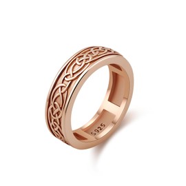 Anxiety Rings for Women 925 Sterling Silver Celtic Spinner Ring Women Fidget Spinner Ring Anxiety Relieve Fidget Jewelry Ring Size 7, Sterling Silver, Cubic Zirconia