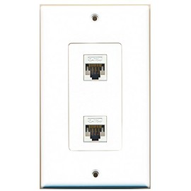 RiteAV - 2 Port Cat5e Ethernet White Wall Plate Decorative White