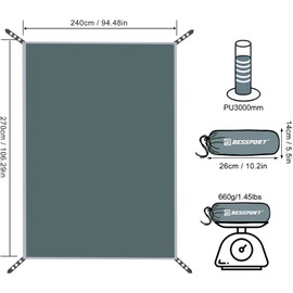 Bessport Tent Tarpaulin Waterproof 210D Camping Tent Tarp for Oxford Cloth Tent Underlay with Carry Bag 4 Person Tent Hiking Camping Picnic Travel