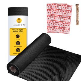 ZALEEN Honeycomb Packing Paper for Moving -15 In x 131 Ft, Shock Proof Black Wrapping Paper Roll for Shipping With 20 Fragile Stickers & 100Ft Jute Twine