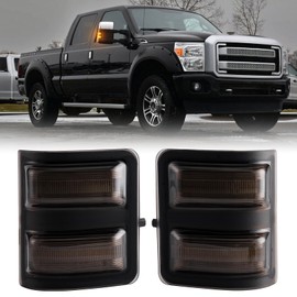LED Side Mirror Turn Signal Lights Compatible with 2008-2016 F250 F350 F450 F550 Super Duty, Amber Turn Signal & White Running Parking Lights, Smoked Len