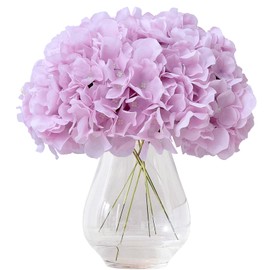 KISLOHUM Artificial Hydrangea Flowers Mauve Lavender Heads 10 Fake Hydrangea Silk Flowers for Wedding Centerpieces Bouquets DIY Floral Decor Home Decoration with Stems(VASE NOT Included)