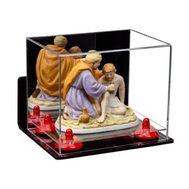 Better Display Cases Versatile Acrylic Display Case - Small Rectangle Box with Mirror, Wall Mount, Red Risers and Clear Base 8.25" x 6" x 6.75" (A003-RR)