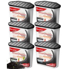 Vacplus Moisture Absorbers 6 pack, 16Oz Portable Humidity Absorber Boxes for Your Bathroom, Closet & Car, Dehumidifier with Activated Carbonfor Fresher Air, Black