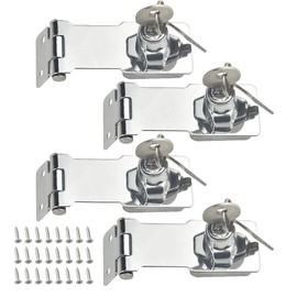 TOVOT 4PCS 3" Locking Hasp with Keys Shed Locks Heavy Duty Hasp Locks Latches for Door Cabinet Drawer (Keyed Alike)