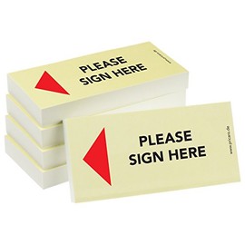 PRICARO Sticky Note "Please Sign Here", Arrow Left, 100 Sheets, Set of 5