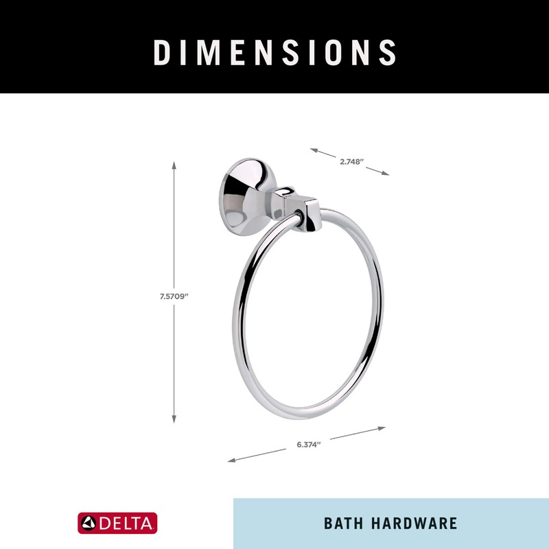 Delta Faucet 76446 Ashlyn Wall Mounted Towel Ring in Chrome,