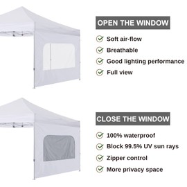 COOSHADE Instant Canopy SunWall 10x10 Canopy SideWall for Pop up Canopy Tent, 1 Pack Sidewall with Mesh Window Only, White