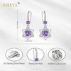 Purple Hexagram Earrings - Sterling Silver Dangle Earrings with Cubic