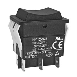 HY12-9-3 On/Off/On Rocker Switch, 6 Pins 125/250V 20A Pushbutton Switch, Bilateral Self-Reset, Arc Push Button Switch for Industrial Power Tools and Electrical Equipment