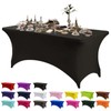 Stretchable Tablecloths,Black Spandex Fitted Tablecover 6ft Washable Stretch Spandex Table