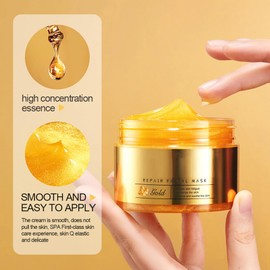 Hppsctink Gold Mask, Anti-Ageing Gold Mask, Mask with Leave-On Applicator, Moisturising Mask, Deep Pore Cleansing, Reduces Fine Lines and Tightens the Skin, 2 Pieces x 120 g