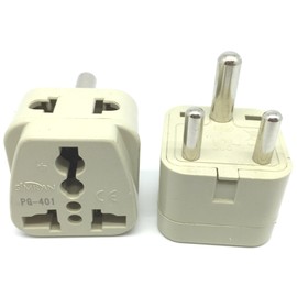Simran 2-Outlet Universal USA to India Plug Adapter CE and RoHs Compliant, Model PG-401
