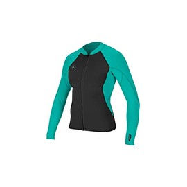ONeill O'Neill Womens Reactor II 1.5mm Front Zip Neoprene Wetsuit Coat Jacket Black Aqua - Easy Stretch Breathable Womens Size - US 6