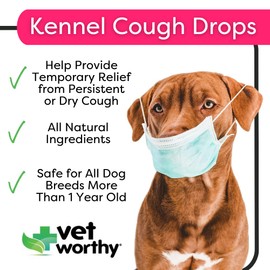 Vet Worthy Kennel Cough Drops for Dogs - Dog Supplement for Dry Kennel Cough Relief - Dog Cough Remedy with Drosera Rotundifolia, Arsenicum Album, Spongia Tosta - 0.5oz