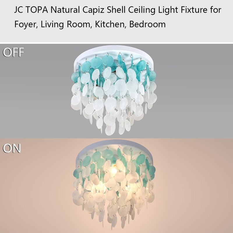 JC TOPA 13.8" Capiz Shell Ceiling Light Fixtures 3 Lights