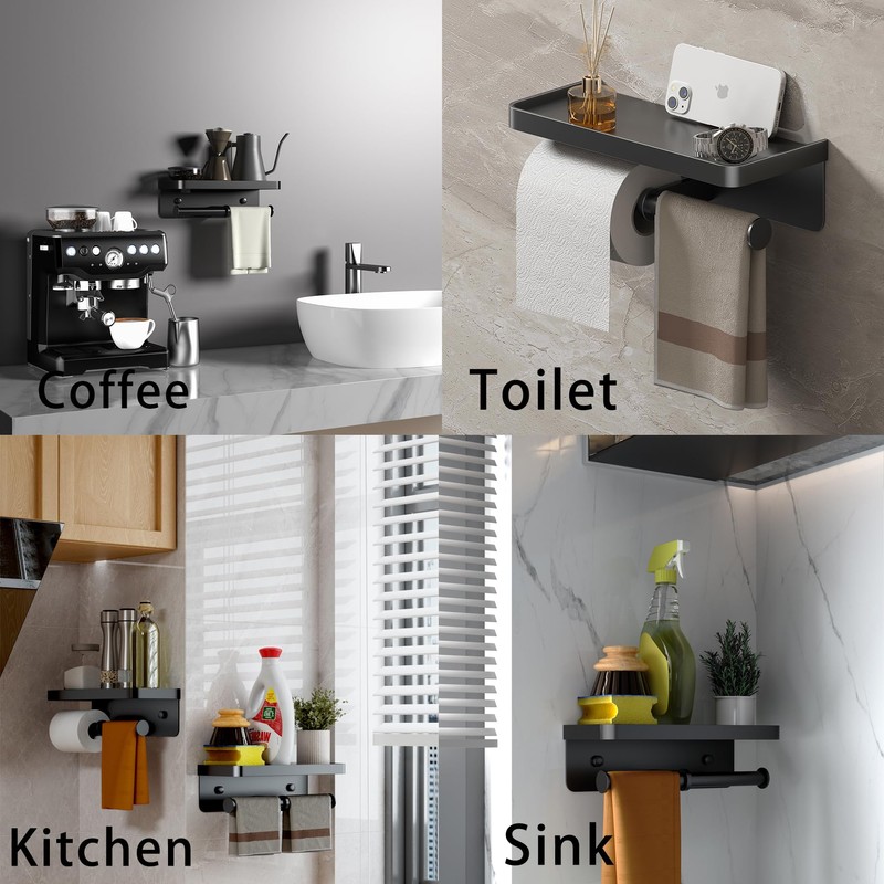 Double Toilet Paper Holder with Shelf, Commercial Toilet Paper Towel