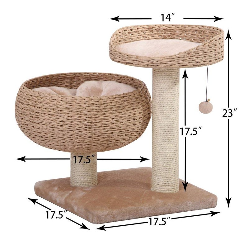 PetPals Paper Rope Natural Bowl Shaped with Perch Cat Tree