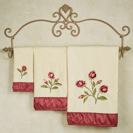 Touch of Class Claret Rose Bath Towel Set Light Cream Bath Hand Fingertip