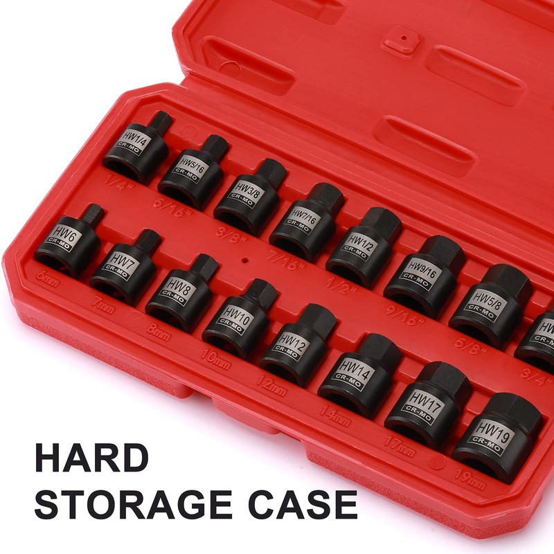Mayouko 16 Pieces 3/8" Drive Low Profile Hex Socket Set,