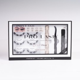 Pro Lash SoftWear Mini Lash Clusters Kit - Seamless, Lightweight Lashes - 7-Day Cluster Eyelash Extensions - False Eyelashes Plus Adhesive and Tweezers - Volume Luxe XL No. 12 Black